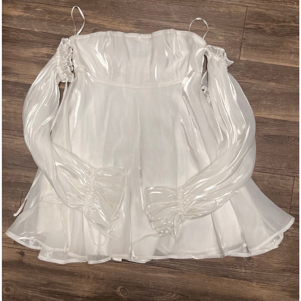 Alamour The Label Celine Mini Dress Off Shoulder White XL Ethereal Fairycore - Picture 5 of 13